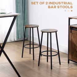 HOMCOM Bar Stools Set of 2 Counter Height Bar Stools for Dining Room Kitchen