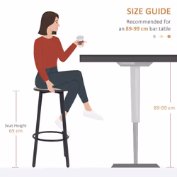 HOMCOM Bar Stools Set of 2 Counter Height Bar Stools for Dining Room Kitchen - Additional view 4