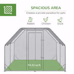 PawHut Chicken Run W/ Roof, Walk In Chicken Coop for 10-12 Chickens, Hen House