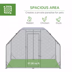 PawHut Chicken Run W/ Roof, Walk In Chicken Coop for 4-6 Chickens, Hen House