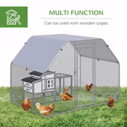 PawHut Chicken Run W/ Roof, Walk In Chicken Coop for 4-6 Chickens, Hen House - Additional view 4