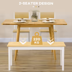HOMCOM Wood Dining Bench Wooden Bench for 2 People, White