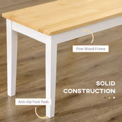 HOMCOM Wood Dining Bench Wooden Bench for 2 People, White