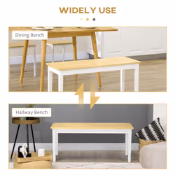 HOMCOM Wood Dining Bench Wooden Bench for 2 People, White - Additional view 4