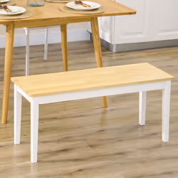 HOMCOM Wood Dining Bench Wooden Bench for 2 People, White - Additional view 5