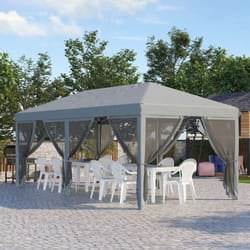Outsunny 6 x 3m Pop Up Party Tent Canopy with 6 Removable Sidewalls Grey