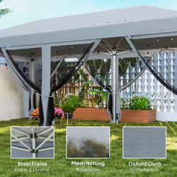 Outsunny 6 x 3m Pop Up Party Tent Canopy with 6 Removable Sidewalls Grey - Additional view 4