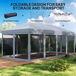 Outsunny 6 x 3m Pop Up Party Tent Canopy with 6 Removable Sidewalls Grey - Additional view 5
