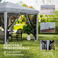 Outsunny 6 x 3m Pop Up Party Tent Canopy with 6 Removable Sidewalls Grey - Additional view 6