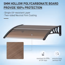 Outsunny Outdoor Window Door Canopy with Awning Porch UV Water Cover Brown