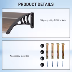 Outsunny Outdoor Window Door Canopy with Awning Porch UV Water Cover Brown - Additional view 4