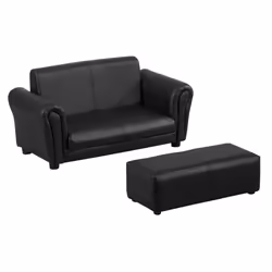 HOMCOM Kids Sofa Set 2 Seater Armchair with Footrest for 18-36 Months, Black - Additional view 8