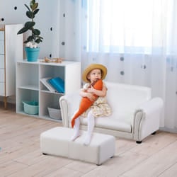 HOMCOM Kids Sofa Set 2 Seater Armchair with Footrest for 18-36 Months, White