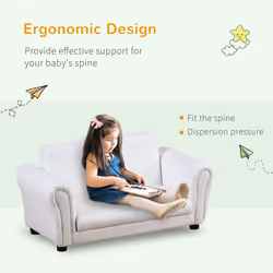 HOMCOM Kids Sofa Set 2 Seater Armchair with Footrest for 18-36 Months, White