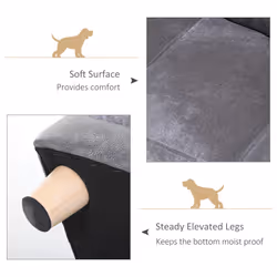 PawHut Dog Sofa Pet Lounge Bed w/ Anti-slip Legs for Small-Sized Dogs - Grey - Additional view 4