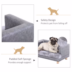 PawHut Dog Sofa Pet Lounge Bed w/ Anti-slip Legs for Small-Sized Dogs - Grey - Additional view 7