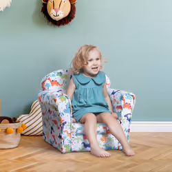 HOMCOM Kids Armchair Toddler Sofa Foam Filled Upholstered Couch Dinosaur