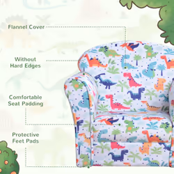 HOMCOM Kids Armchair Toddler Sofa Foam Filled Upholstered Couch Dinosaur