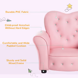 HOMCOM Kids Sofa Toddler Armchair Children Chair Princess-Themed Nursery