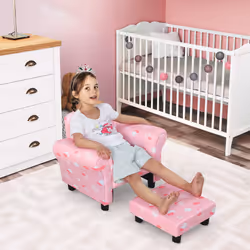HOMCOM Kids Armchair Toddler Sofa Seat Set with Footrest Padding Couch Pink