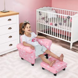 HOMCOM Kids Armchair Toddler Sofa Seat Set with Footrest Padding Couch Pink