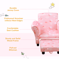 HOMCOM Kids Armchair Toddler Sofa Seat Set with Footrest Padding Couch Pink - Additional view 4