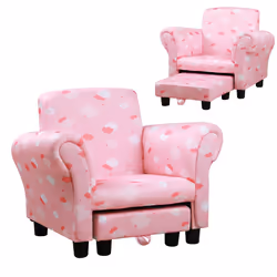 HOMCOM Kids Armchair Toddler Sofa Seat Set with Footrest Padding Couch Pink - Additional view 7