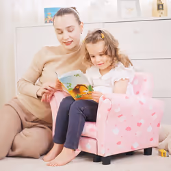HOMCOM Kids Armchair Toddler Sofa Seat Set with Footrest Padding Couch Pink - Additional view 8