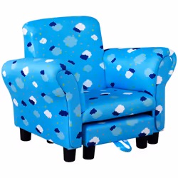 HOMCOM Kids Armchair Toddler Sofa Seat Set with Footrest Padding Couch Blue - Additional view 8