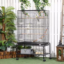 PawHut Bird Cage, with Stand, Wheels, Toys, for Budgies, Finches, Parakeets