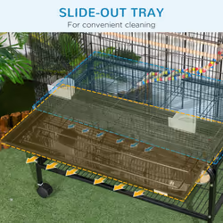 PawHut Bird Cage, with Stand, Wheels, Toys, for Budgies, Finches, Parakeets - Additional view 4