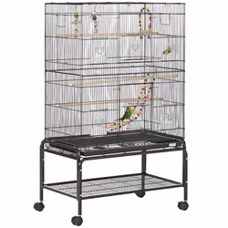 PawHut Bird Cage, with Stand, Wheels, Toys, for Budgies, Finches, Parakeets - Additional view 8
