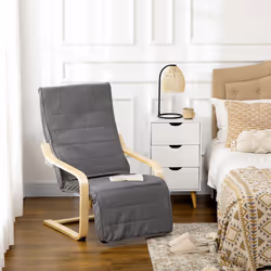 HOMCOM Lounge Chair Recliner Adjustable Footrest Home Dark Grey