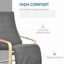 HOMCOM Lounge Chair Recliner Adjustable Footrest Home Dark Grey - Additional view 4
