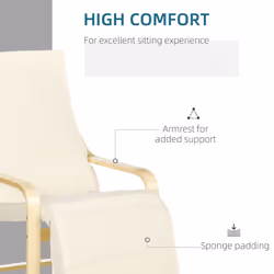 HOMCOM Lounge Chair Recliner Adjustable Footrest Home Cream White - Additional view 4
