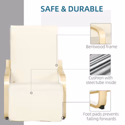 HOMCOM Lounge Chair Recliner Adjustable Footrest Home Cream White - Additional view 5