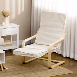 HOMCOM Lounge Chair Recliner Adjustable Footrest Home Cream White - Additional view 6