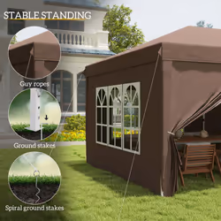 Outsunny 3 x 6m Pop Up Gazebo Height Adjustable Party Tent w/ Storage Bag Brown - Additional view 4