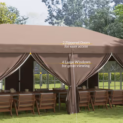 Outsunny 3 x 6m Pop Up Gazebo Height Adjustable Party Tent w/ Storage Bag Brown - Additional view 5