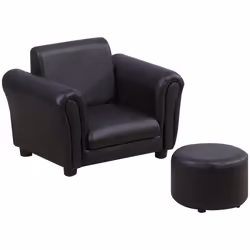 HOMCOM Kids Sofa Set, 2 Piece Children Armchair with Stool Nursery Black - Additional view 8