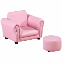 HOMCOM Kids Sofa Set, 2 Piece Children Armchair with Stool Nursery Pink - Additional view 8