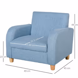 HOMCOM Child Armchair Wood Frame w/ Padding Seat Low-Rise Bedroom Blue
