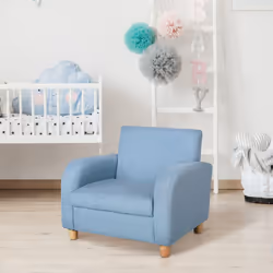 HOMCOM Child Armchair Wood Frame w/ Padding Seat Low-Rise Bedroom Blue - Additional view 6