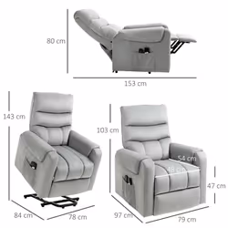 HOMCOM Power Lift Chair, Rise and Recliner Chair with Remote Control, Grey - Additional view 4