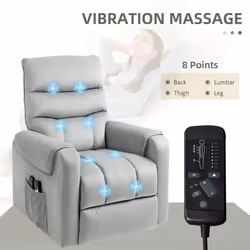HOMCOM Power Lift Chair, Rise and Recliner Chair with Remote Control, Grey - Additional view 7