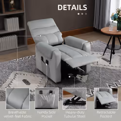 HOMCOM Power Lift Chair, Rise and Recliner Chair with Remote Control, Grey - Additional view 8