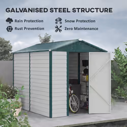 Outsunny 9'x6' Galvanised Metal Garden Shed Tool Storage Shed for Patio Green
