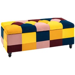 HOMCOM 114 x 47 x 47cm Velvet Storage Ottoman, Button-tufted Footstool