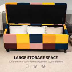 HOMCOM 114 x 47 x 47cm Velvet Storage Ottoman, Button-tufted Footstool