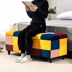 HOMCOM 114 x 47 x 47cm Velvet Storage Ottoman, Button-tufted Footstool - Additional view 6